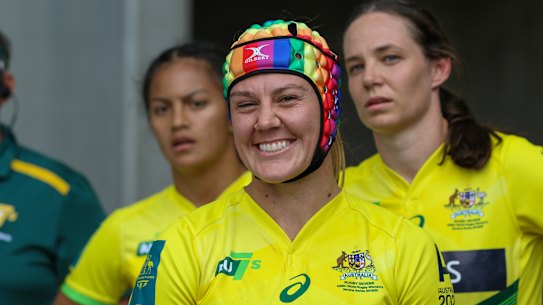 Sharni Williams will wear special rainbow headgear at the Tokyo Olympics. 