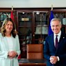 Prime Minister Mark Carney and Alberta Premier Danielle Smith in Ottawa earlier in May. 