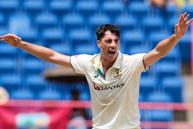 Australia’s captain Pat Cummins appeals during day two.