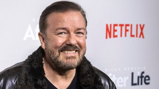 Ricky Gervais appears at a screening of Netflix’s ‘After Life’.