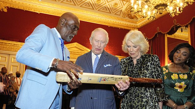 King Charles and Queen Camilla have been invited to Australia for the match to celebrate the 150th anniversary of Test cricket. West Indian cricket great Viv Richards (pictured with them this week) is also on the guest list.