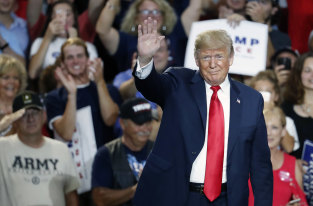 US President Donald Trump during a rally in Ohio on Saturday.