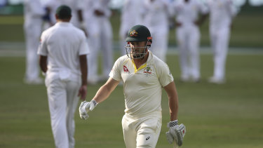 Australia's Shaun Marsh is dismissed by Pakistan's Mohammad Abbas.