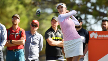 Nelly Korda from the USA in action  on day three of the Women's Australian Open.