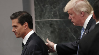Mexican President Enrique Pena Nieto with Donald Trump in 2016.