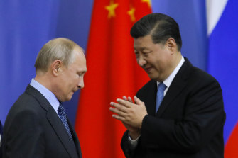 Russian President Vladimir Putin and Chinese President Xi Jinping at the St. Petersburg International Economic Forum in 2019.