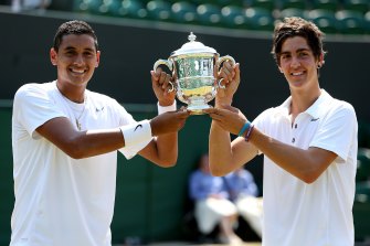 Kyrgios and Kokkinakis won the boys’ doubles at Wimbledon in 2013.