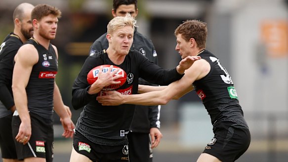 Jaidyn Stephenson at Magpies training recently.