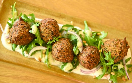 Zucchini and mint fritters at the Cornershop, Yarraville.
