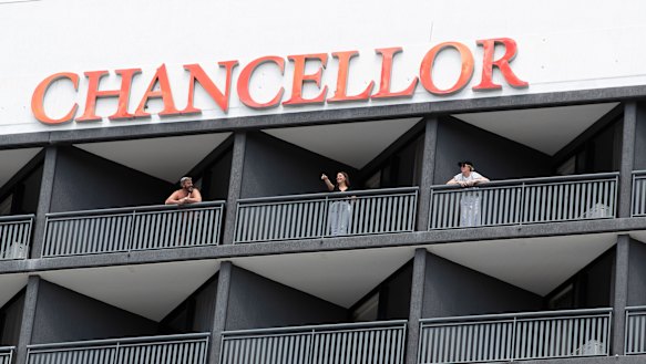 Returned travellers at Hotel Grand Chancellor in Brisbane have been moved to other quarantine hotels. 