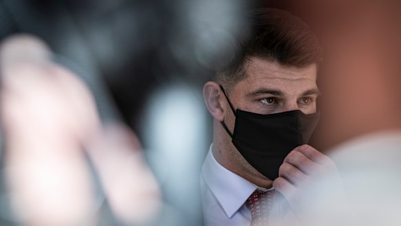 Curtis Scott leaves the Downing Centre with his legal team on September 10. 