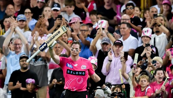 Steve Smith salutes during this summer’s BBL.