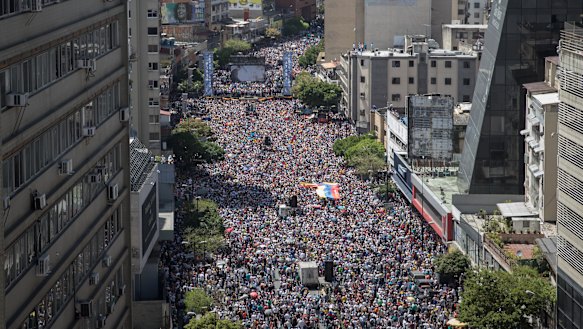Roger Waters has views on Venezuela too. Opposition supporters attending a rally against Nicolas Maduro.