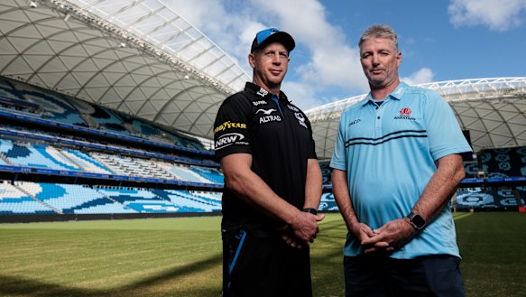 Simon Cron, left, with NSW coach Darren Coleman.