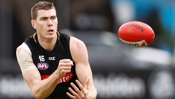 Pie in the sky: Collingwood forward Mason Cox appears unlikely to play again in 2019.