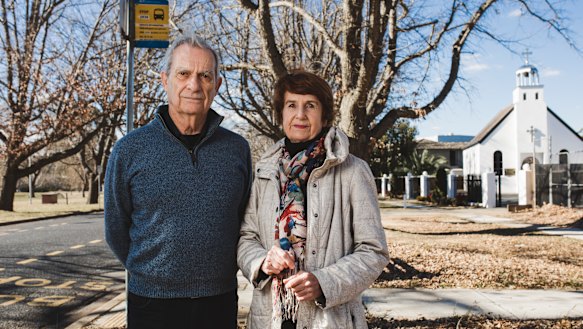 Forrest is losing several bus stops, which will force residents to walk further to catch public transport.

Neville and Moira Smythe in front of their bus stop.
