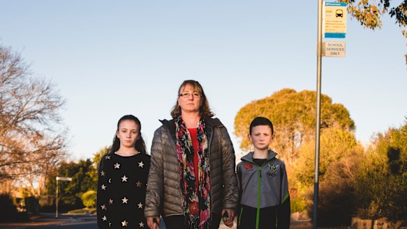Melanie Wilson says she will have to change her work hours to drive her two children Molly 11, and Ben 8 (right) to school if their neighbourhood loses its dedicated school bus.