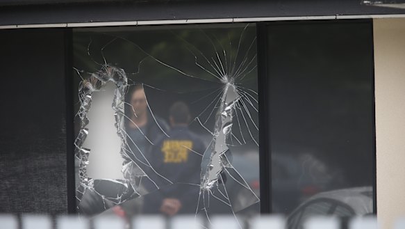 Police at the scene of one of the terror raids in April 2015. 