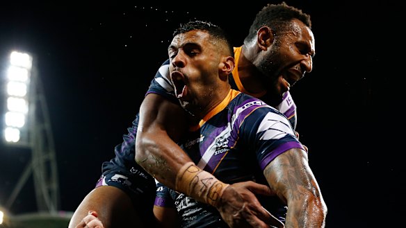 Josh Addo-Carr enjoys the spoils after a forgettable night last week.