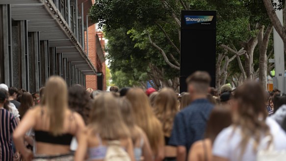 Crowds of teenagers at the Lost City music festival.
