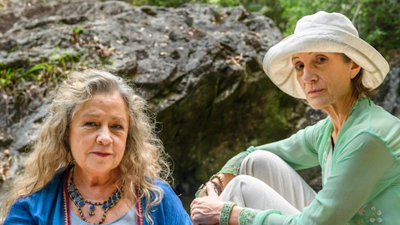 Noni Hazlehurst and Dame Harriet Walter in The End.