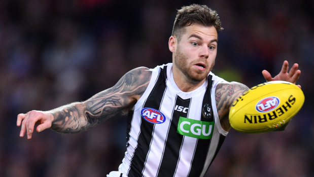Eye on the ball: Magpie Jamie Elliot keeps delivering since his comeback for Collingwood.