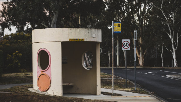 This bus stop in Hodgson Crescent, Pearce is cut off under the proposed new network. Transport Canberra says it will relocate bunker-style bus shelters isolated under the new network. 