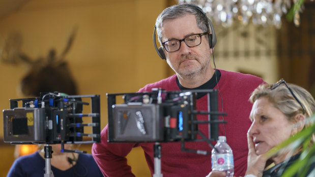 Parks and Recreation creator Greg Daniels on the set of Upload.