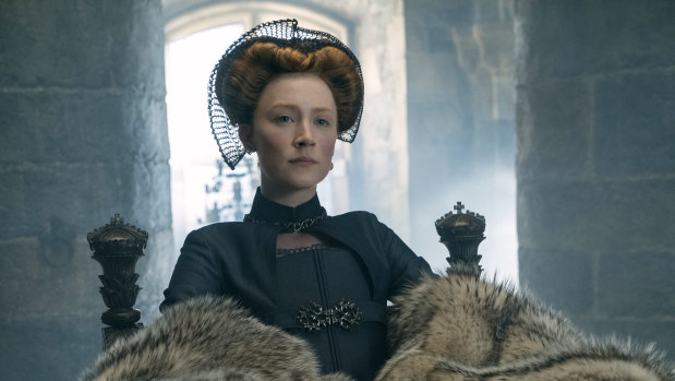 Saoirse Ronan as Mary Stuart in a scene from Mary Queen of Scots.