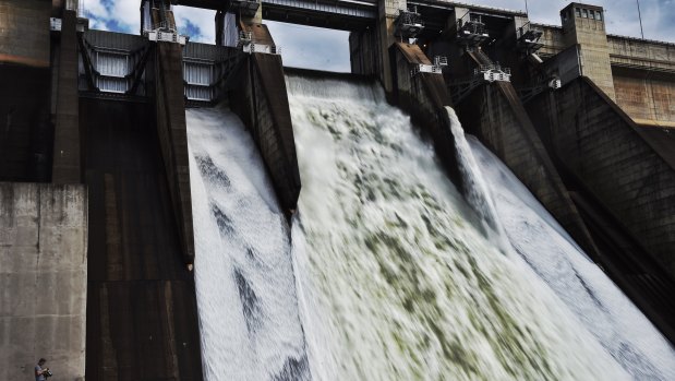 Warragamba spillway releases water into the Hawkesbury Nepean river system after the East Coast Low brought floodwaters into the catchment in 2015. 