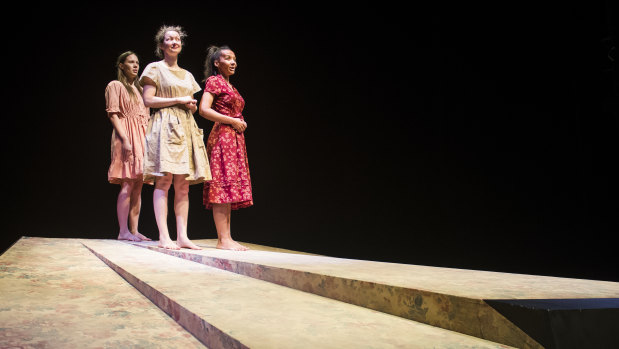 Brenna Harding, Sophie Ross and Paula Arundell in Griffin Theatre's The Bleeding Tree.