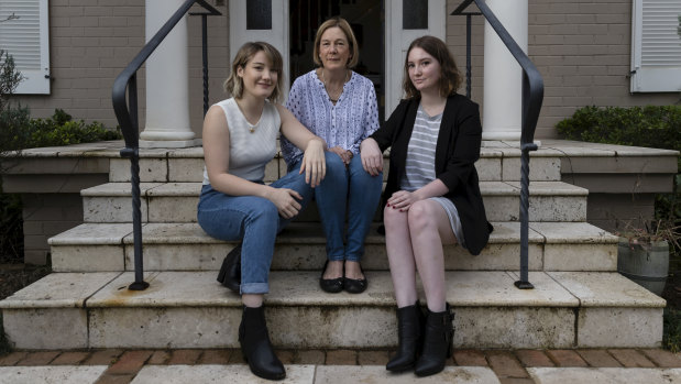 Kim Coffey with her daughters Jessica, 25, and Laura, 21.