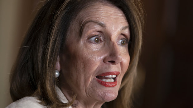 Speaker of the House Nancy Pelosi, speaks during an interview with The Associated Press.