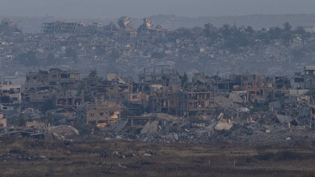 A view over the Gaza Strip as seen from a position on the Israeli side of the border on Thursday.