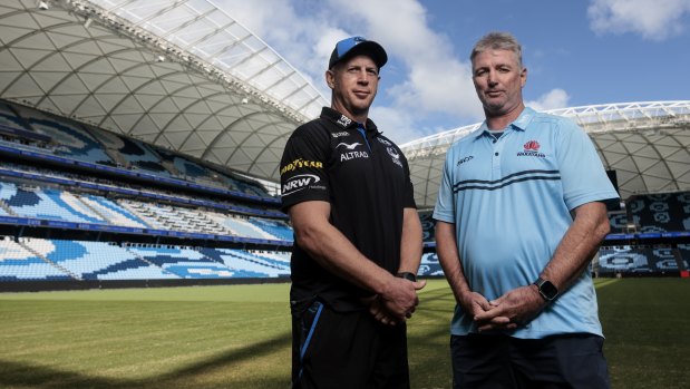 Simon Cron, left, with NSW coach Darren Coleman.