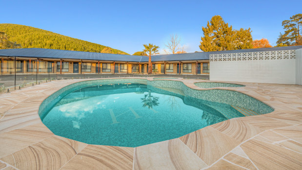 Hara House Bright and its old school kidney-shaped pool.