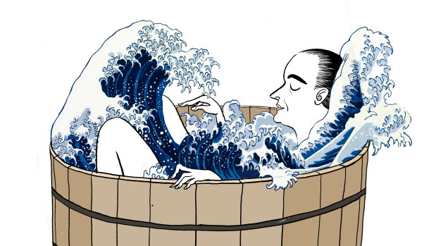 A soak in the bath an hour or so before bed can improve your sleep. Illustration by Simon Letch