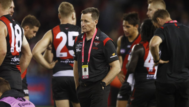 Bombers coach John Worsfold during the side's loss to St Kilda.