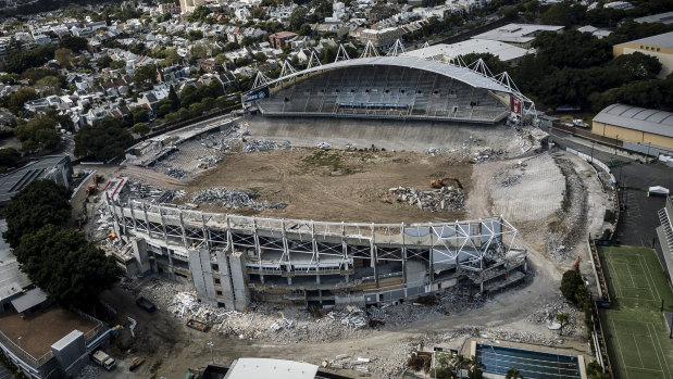 The demolition of the Allianz Stadium is well under way.