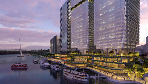 Waterfront Brisbane, a $2.1 billion Dexus project proposed for the site of Eagle Street Pier by the Brisbane River.