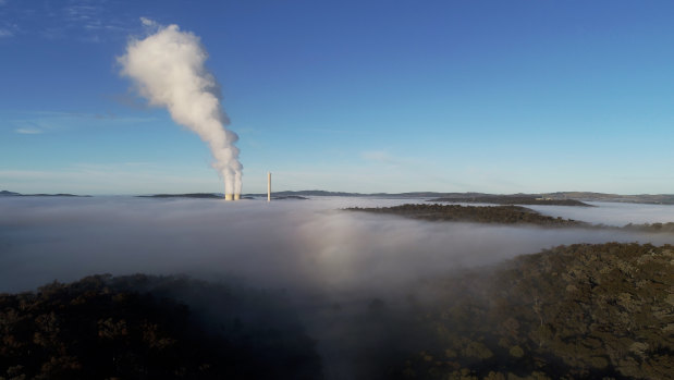 Steam plume from the Mt Piper coal-fired power station near Lithgow.