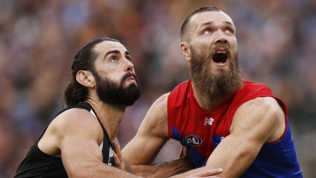 Max Gawn had the better of the ruck battle with Brodie Grundy.
