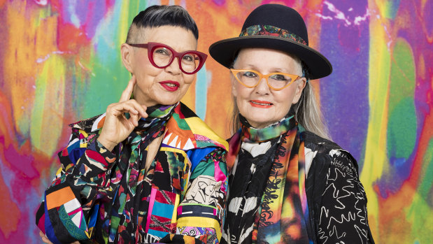 Jenny Kee and Linda Jackson photographed in 2019 at the Powerhouse Museum in Sydney.
