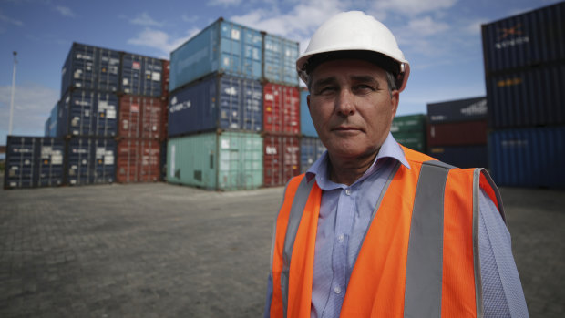 Phillip Ryan, CEO of Northern Island stevedoring company limited, at the under-performing new, Chinese-funded wharf in Luganville on Santo island, Vanuatu, on Wednesday.