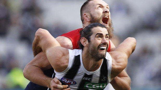 Brody Grundy, along with Max Gawn, is considered the premier ruckman in the competition.