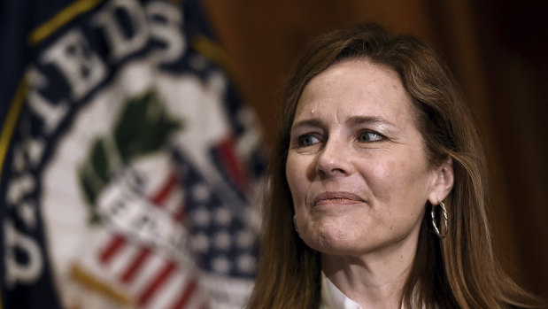 An old directory lists Judge Amy Coney Barrett  as a "handmaid", a term for high-ranking female leaders, in the People of Praise religious group. 