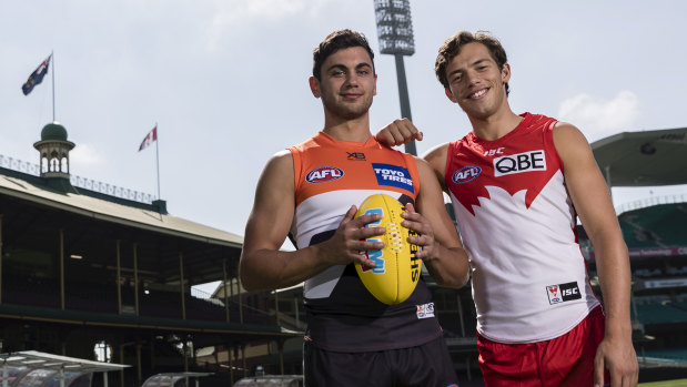 Best of friends Tim Taranto (left) and Ollie Florent are now on different sides of Sydney rivalry.