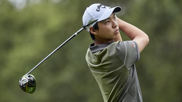 Min Woo Lee drives during the Andalucia Valderrama Masters in Spain in JUne.