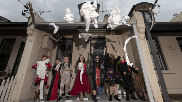 Kids celebrate Halloween at a private party in Balmain instead of trick or treating. 