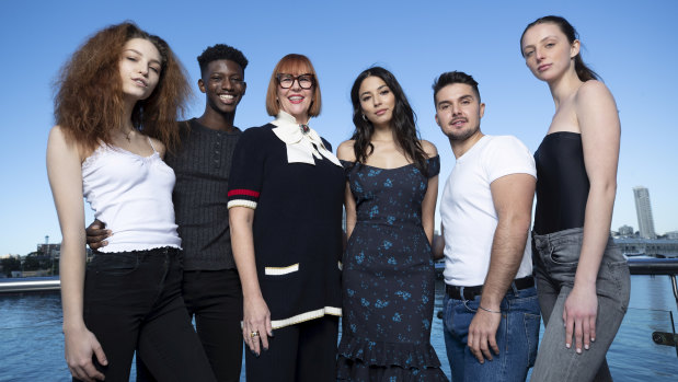 (L-R) Vali Clarke, Samuel Barrie, Kimberly Gardner, Jessica Gomes, Johnny Schembri and  Saria White at the DJs model casting.